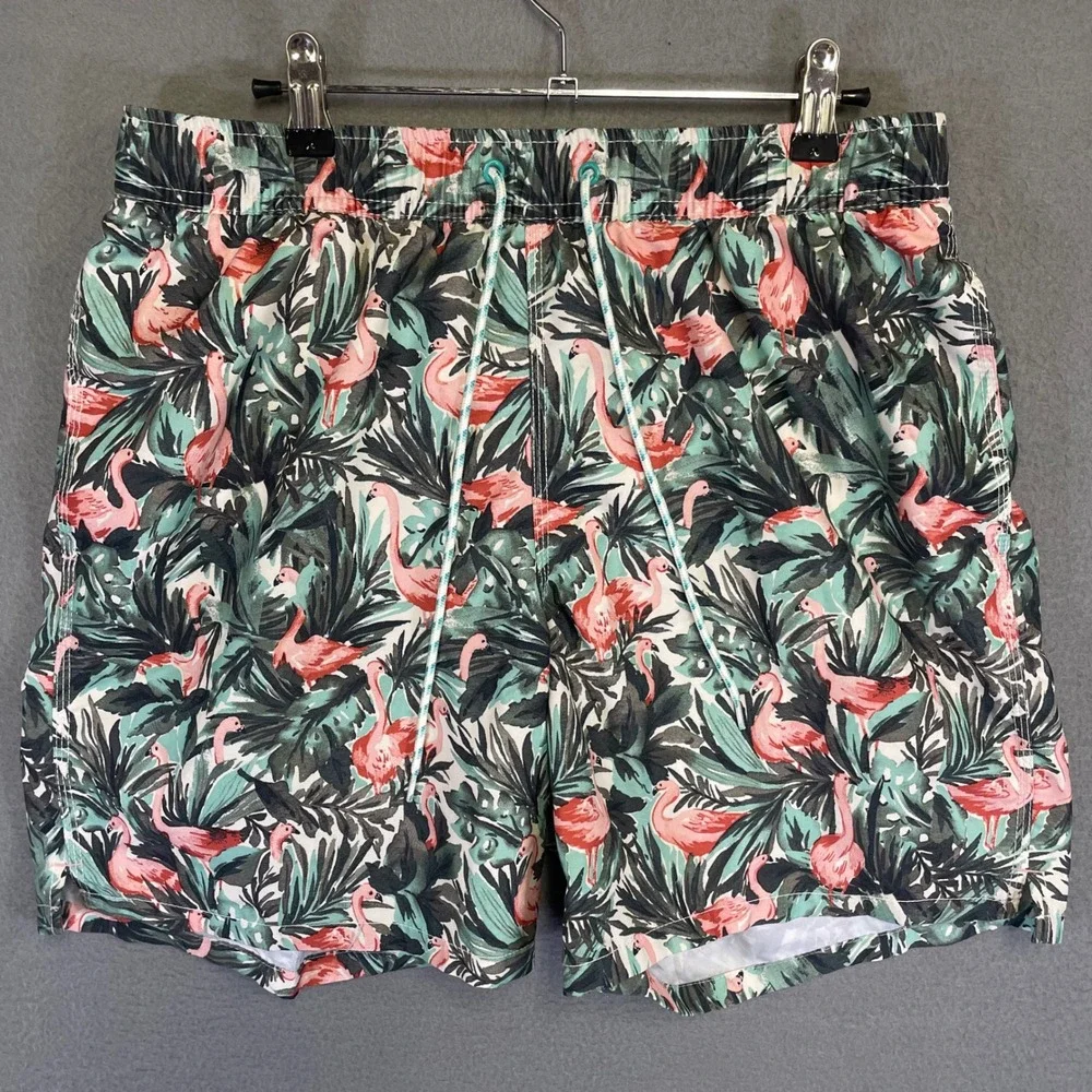 Goodfellow & Co Flamingo Tropical Swim Trunks Men's Medium Mesh Lined Shorts